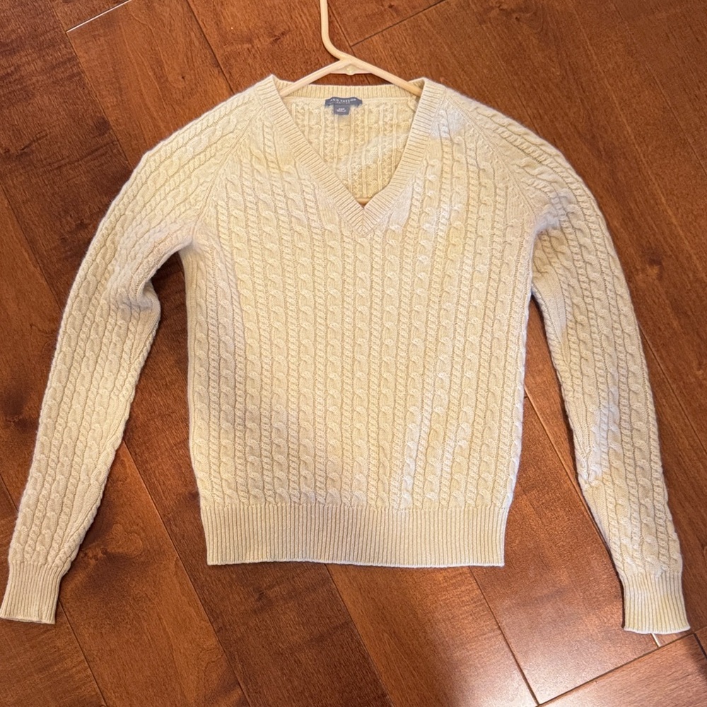 Ann Taylor Cashmere Cream Cable Knit Sweater